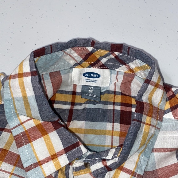 Old Navy Toddler Boy Long Sleeve Plaid Button Up Shirt Size 5t - Picture 3 of 5